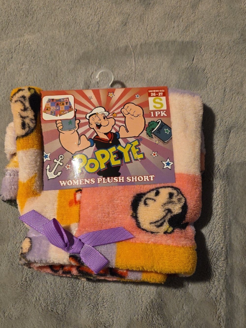 Popeye Women's Plush Shorts - Multicolor (Peach, Yellow, Lavender)